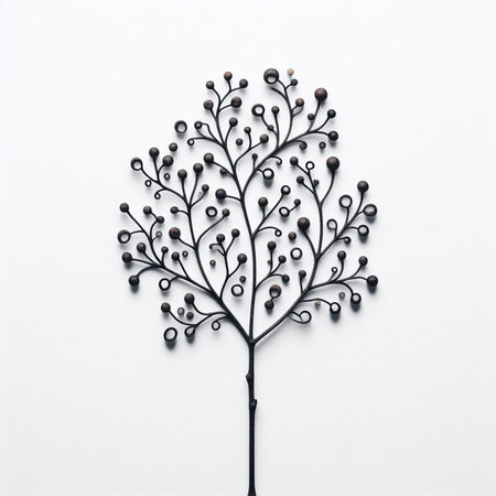 Hand drawn, doodle branch with colorful leaves. Floral element for design of greeting card, invitations and more. Illustration, isolated on white background. Illustration created using aiの写真素材
