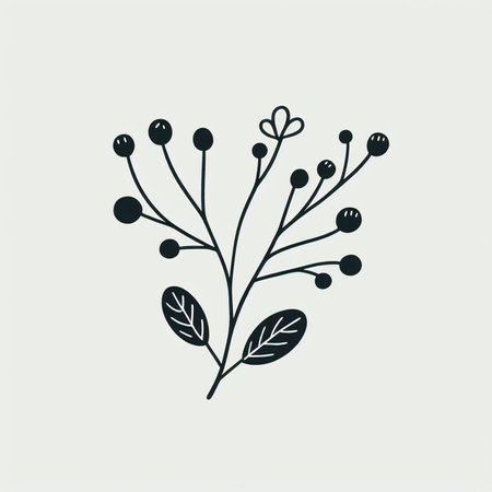 Hand drawn, doodle branch with colorful leaves. Floral element for design of greeting card, invitations and more. Illustration, isolated on white background. Illustration created using aiの写真素材