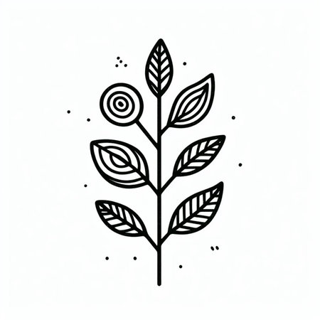 Hand drawn, doodle branch with colorful leaves. Floral element for design of greeting card, invitations and more. Illustration, isolated on white background. Illustration created using aiの写真素材