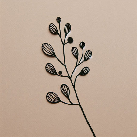 Hand drawn, doodle branch with colorful leaves. Floral element for design of greeting card, invitations and more. Illustration, isolated on white background. Illustration created using aiの写真素材