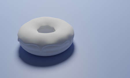White donut on purple background 3d renderの写真素材