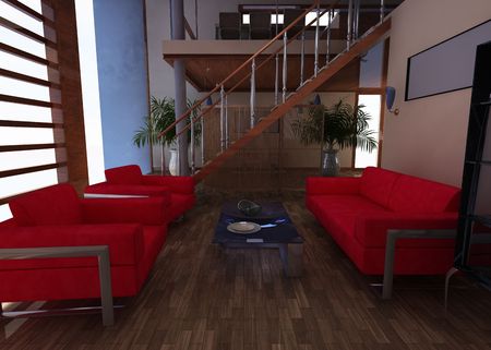 3D Rendering of a modern apartamentの写真素材