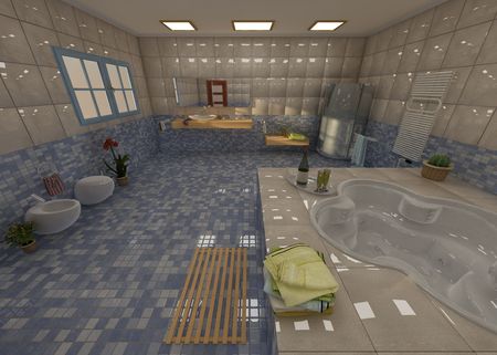 3D Rendering of a modern Bathroomの写真素材