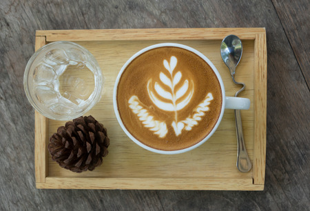 A Cup of Hot art Latte Coffeeの写真素材