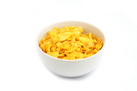 cornflakes, cereal on white background