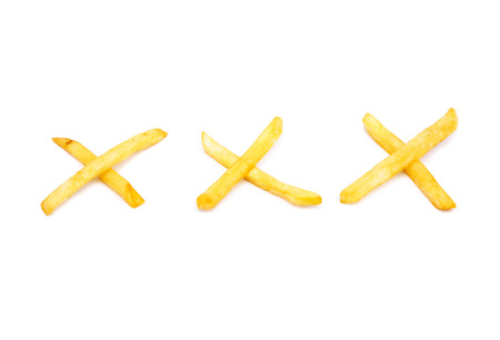 French fries on white background