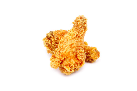 Fried chicken on white backgroundの写真素材