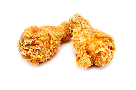 Fried chicken on white backgroundの写真素材