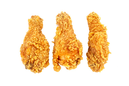 Fried chicken on white backgroundの写真素材