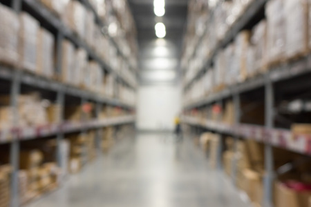 Blurred warehouse or storehouse for background