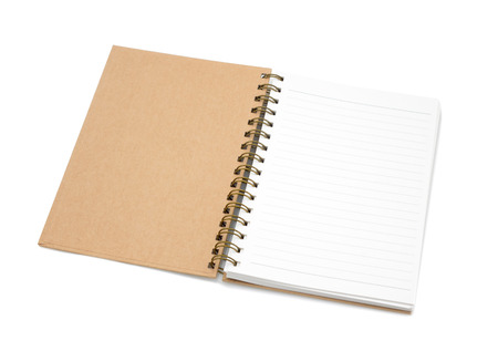 Recycled paper notebook front cover on white backgroundの写真素材