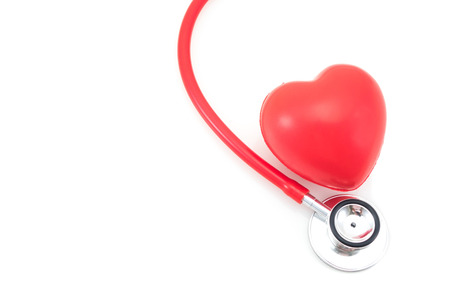 Stethoscope and red heart on white backgroundの写真素材