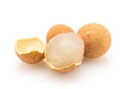 Fresh longan fruits isolated on white backgroundの写真素材