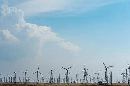 Field of many wind turbine.