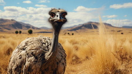 ostrich standing on nature backgroundの素材