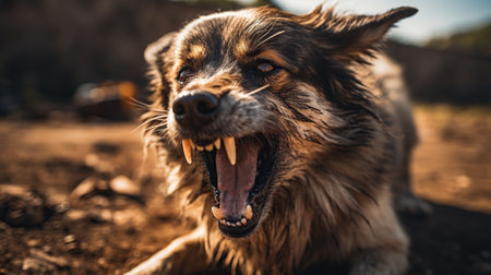 dog is angry and shows its fangsの素材