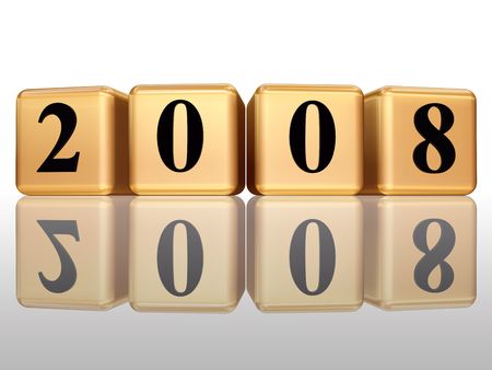 3d golden boxes with black text 2008の写真素材