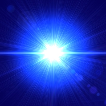 abstract lens flare light over blue backgroundの写真素材