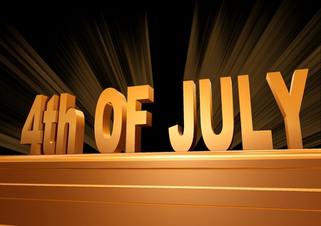 golden 4th of July with rays over golden baseの写真素材