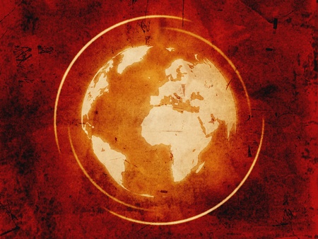 vintage background - globe over old paperの写真素材