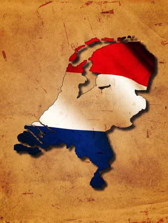 Dutch map with flag over old paperの写真素材