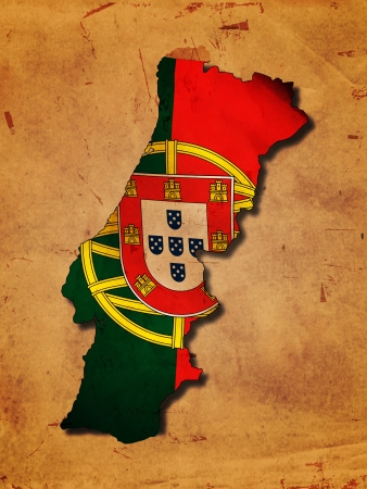 Portuguese map with flag over old paperの写真素材