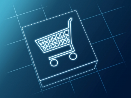 Wire glowing 3d boxes with shopping cart signの写真素材