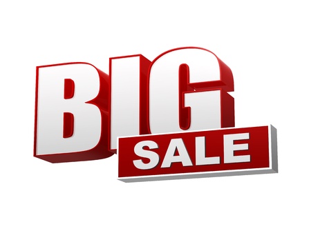 text big sale 3d red white banner with letters and block, business conceptの写真素材