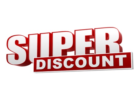 super discount banner, 3d text red white letters and block, business conceptの写真素材