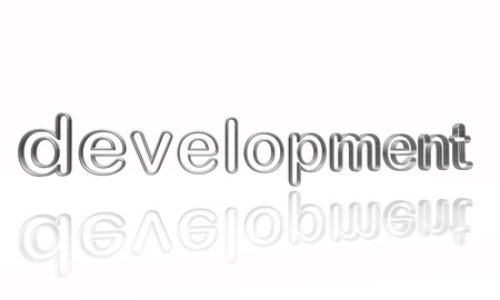 development text - 3d isolated silver metal wire letters with reflectionの写真素材
