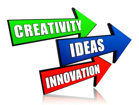 creativity, idea, innovation - text in 3d arrows, business conceptの写真素材