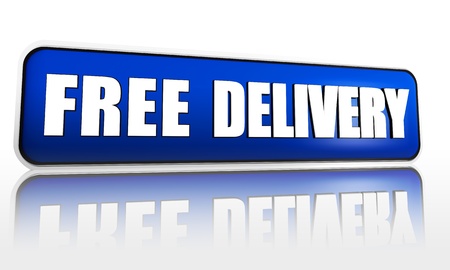 free delivery button - 3d blue banner with white text, business conceptの写真素材