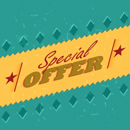 special offer - retro style label with  text, rhombs and stars, business conceptの写真素材
