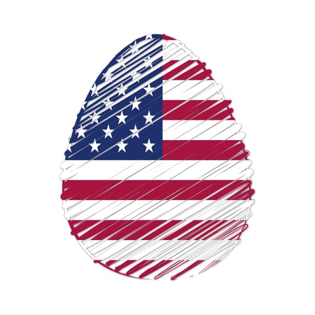 easter egg with American flag, striped drawing, holiday conceptの写真素材
