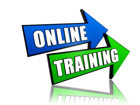 online training - text in 3d arrows, education concept wordsの写真素材