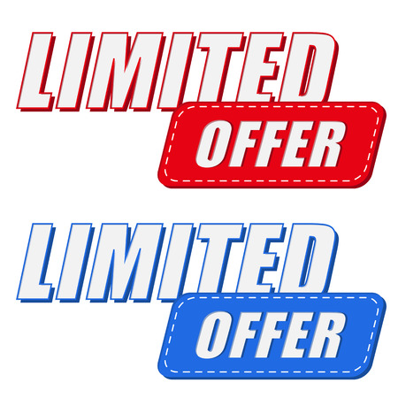limited offer in two colors labels, business shopping concept, flat designの写真素材