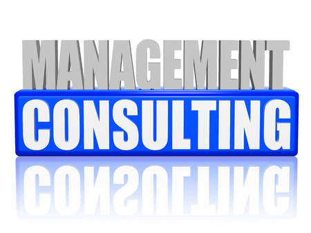 management consulting - text in 3d blue and white letters and block, business conceptの写真素材