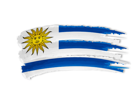 Uruguayan flag - isolated hand drawn illustration bannerの写真素材