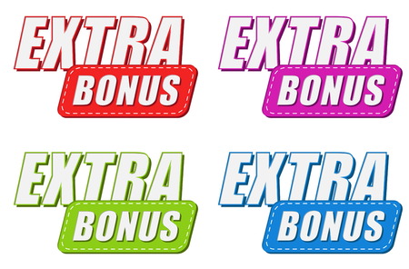 extra bonus in four colors labels, business shopping concept, flat design, vectorのイラスト素材