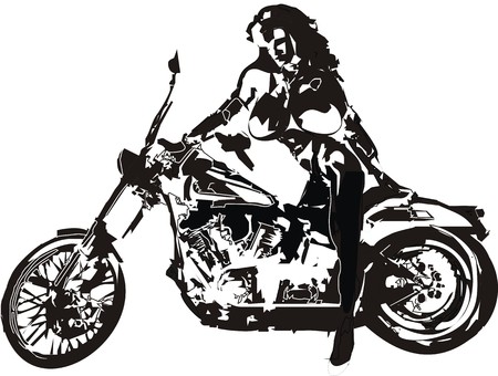 girl on motorcycleのイラスト素材