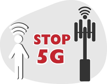 Stop 5G wi fi protest simple illustration