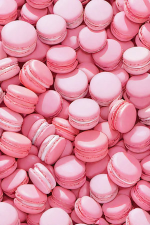 Many pink Color macarons desert top view wallpaperの素材