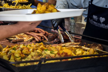 Street trade delicious food. close-up. selective focus.の写真素材