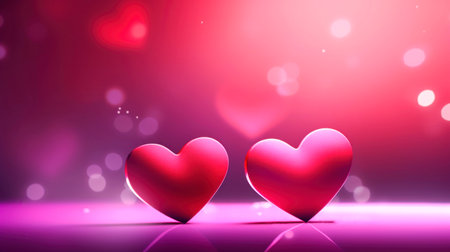 Red hearts on dark background. Valentine day concept for design. Symbols of love for Happy Women's, Mother's, Valentine's Day, birthday greeting card design. Copy space.の素材