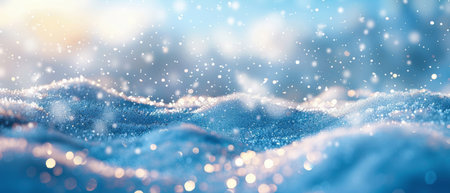 Winter magic snow background with snowdrifts. Festive Christmas and New Year card, banner. Copy space.の素材