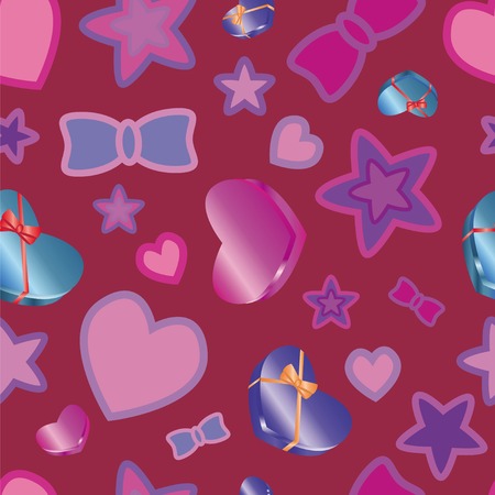 Illustration pattern texture with hearts, stars and giftsのイラスト素材