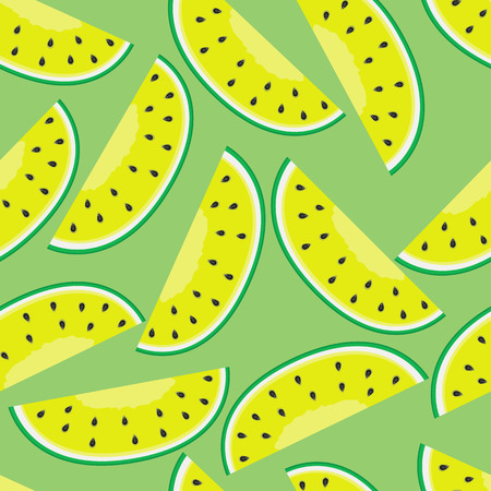 Vector illustration of pattern with yellow watermelonのイラスト素材