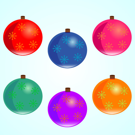 Set of color, Christmas and New Year ballsのイラスト素材