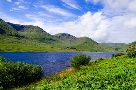 view of a lake in ireland, connemaraの写真素材