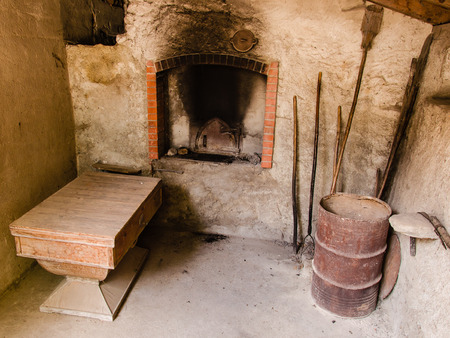 view of a traditional oven used to bake food and bread. italian mountainsの写真素材